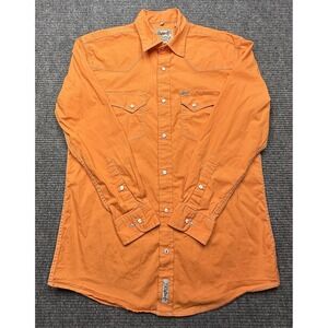 Rafter C Shirt Mens Large Orange Western Pearl Snap Long Sleeve Cowboy
